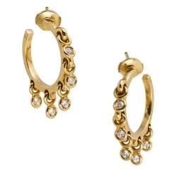 Dior Coquin Diamond 18k Yellow Gold Hoop Earrings
