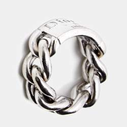 Dior Gourmette 18k White Gold Link Ring Size 52