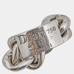 Dior Gourmette 18k White Gold Link Ring Size 52