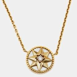 Dior Rose de Vents Mother of Pearl Diamond 18K Yellow Gold Pendant Necklace
