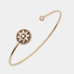 Dior Rose de Vents Onyx Diamond 18k Rose Gold Open Cuff Bracelet