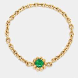 Dior Mimirose Emerald 18k Yellow Gold Ring Size 52
