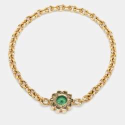 Dior Mimirose Emerald 18k Yellow Gold Ring Size 52