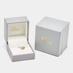 Dior Rose Des Vents Pink Opal Diamond 18k Rose Gold Ring Size 57