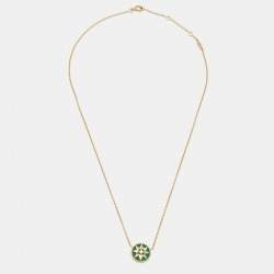 Dior Rose Des Vents Malachite Diamond 18k Yellow Gold Necklace