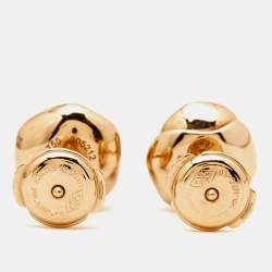 Pre Owned Dior Small Rose Couture Diamond 18k Rose Gold Earrings