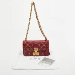 Pre Owned Dior Red Cannage Leather Small DiorAddict Shoulder Bag