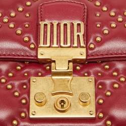 Pre Owned Dior Red Cannage Leather Small DiorAddict Shoulder Bag