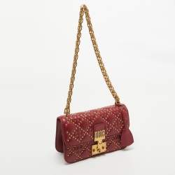 Pre Owned Dior Red Cannage Leather Small DiorAddict Shoulder Bag