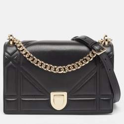 Dior Black Leather Medium Diorama Flap Shoulder Bag