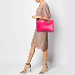 Pre Owned Dior Pink Leather Medium Diorissimo Shopper Tote