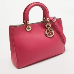 Pre Owned Dior Pink Leather Medium Diorissimo Shopper Tote