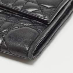 Dior Black Cannage Leather Lady Dior Continental Wallet