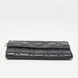 Dior Black Cannage Leather Lady Dior Continental Wallet