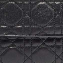 Dior Black Cannage Leather Lady Dior Continental Wallet