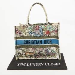 Dior Multicolor Embroidered Canvas Medium Book Tote