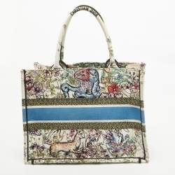 Dior Multicolor Embroidered Canvas Medium Book Tote