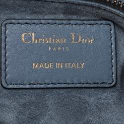 Pre Owned Dior Grey Leather Medium Studded Supple Lady Dior Tote