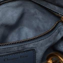 Pre Owned Dior Grey Leather Medium Studded Supple Lady Dior Tote