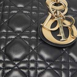 Pre Owned Dior Black Cannage Leather Small Lady Dior My ABCDior Bag