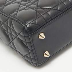 Pre Owned Dior Black Cannage Leather Small Lady Dior My ABCDior Bag