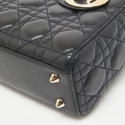 Pre Owned Dior Black Cannage Leather Small Lady Dior My ABCDior Bag