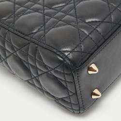 Pre Owned Dior Black Cannage Leather Small Lady Dior My ABCDior Bag