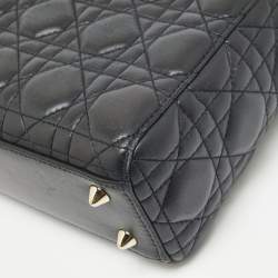 Pre Owned Dior Black Cannage Leather Small Lady Dior My ABCDior Bag