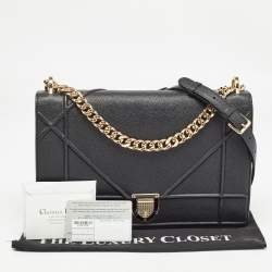 Dior Black Leather Large Diorama Flap Shoulder Bag