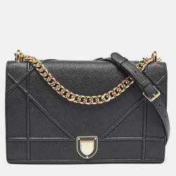 Dior Black Leather Large Diorama Flap Shoulder Bag