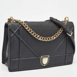 Dior Black Leather Large Diorama Flap Shoulder Bag