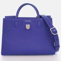 Dior Blue Leather Medium Diorever Top Handle Bag