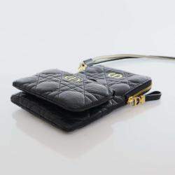 Dior Black Calfskin Cannage Caro Multifunctional Pouch