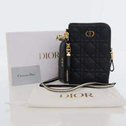 Dior Black Calfskin Cannage Caro Multifunctional Pouch