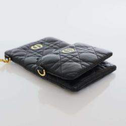 Dior Black Calfskin Cannage Caro Multifunctional Pouch