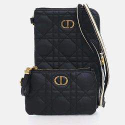 Dior Black Calfskin Cannage Caro Multifunctional Pouch