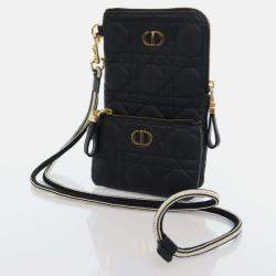 Dior Black Calfskin Cannage Caro Multifunctional Pouch