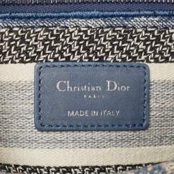 Dior Blue Embroidered Canvas Medium Lady D-Lite Tote