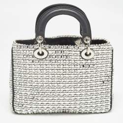 Dior Black/Silver Tweed and Leather Small Diorissimo Patch Tote