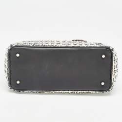 Dior Black/Silver Tweed and Leather Small Diorissimo Patch Tote