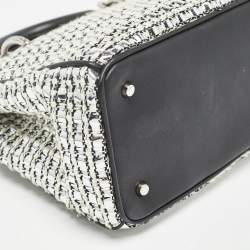 Dior Black/Silver Tweed and Leather Small Diorissimo Patch Tote