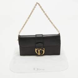 Pre Owned Dior Black Leather Montaigne 30 Wallet on Chain