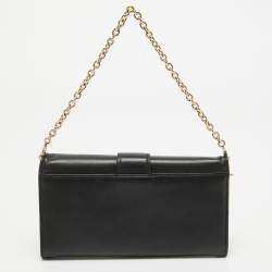 Pre Owned Dior Black Leather Montaigne 30 Wallet on Chain
