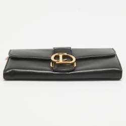 Pre Owned Dior Black Leather Montaigne 30 Wallet on Chain