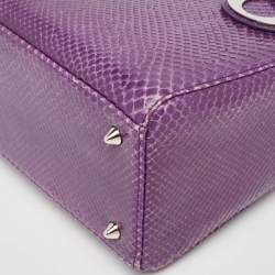Pre Owned Dior Purple Python Medium Lady Dior Tote