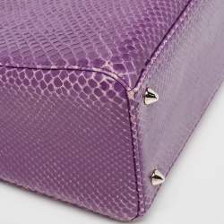 Pre Owned Dior Purple Python Medium Lady Dior Tote