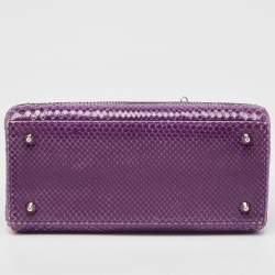 Pre Owned Dior Purple Python Medium Lady Dior Tote