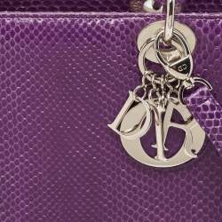 Pre Owned Dior Purple Python Medium Lady Dior Tote
