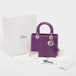 Pre Owned Dior Purple Python Medium Lady Dior Tote
