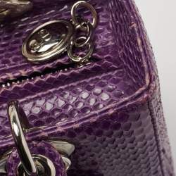 Pre Owned Dior Purple Python Medium Lady Dior Tote